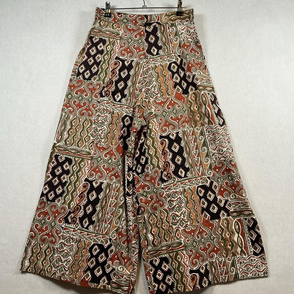 Vintage Circle T Marilyn Lenox Tribal‎ Print Wide Leg Cotton Pants - Picture 6 of 12